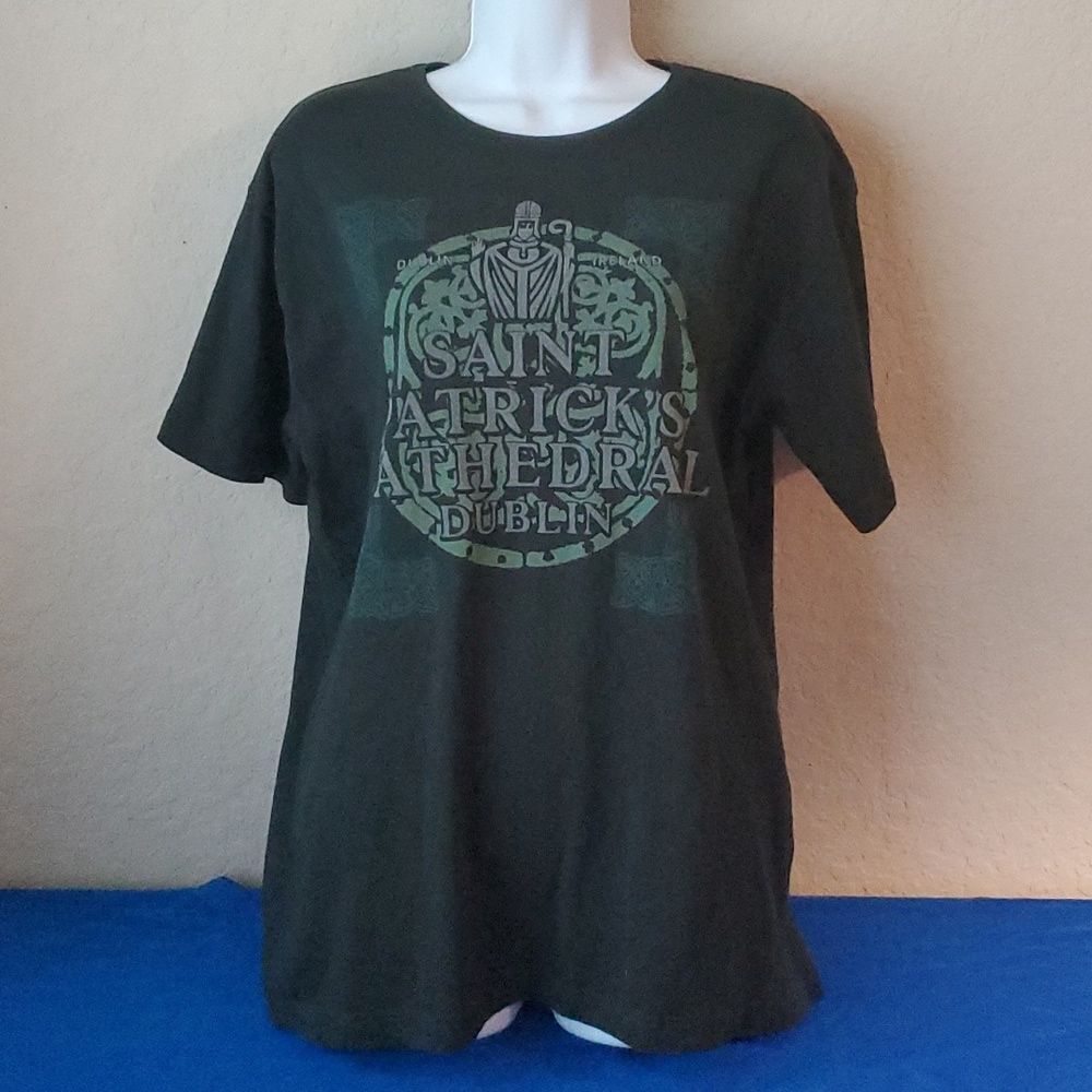 St Patricks Cathedral Dublin Ireland Graphic T Shirt Green Unisex Size Large